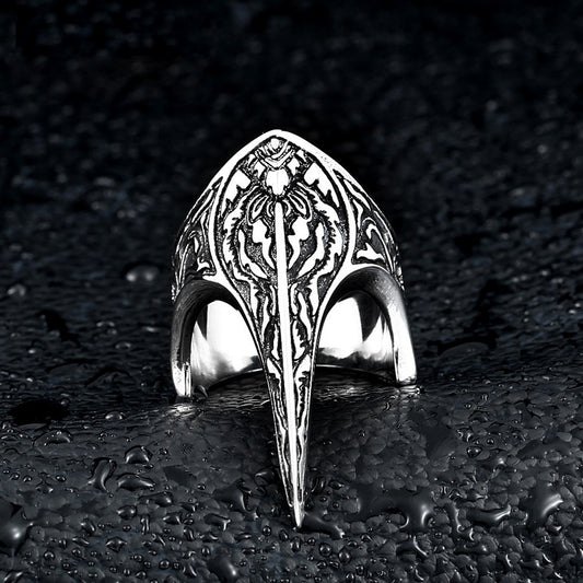 Nordic Amulet Jewelry Titanium Steel Carved Ring Raven Ring