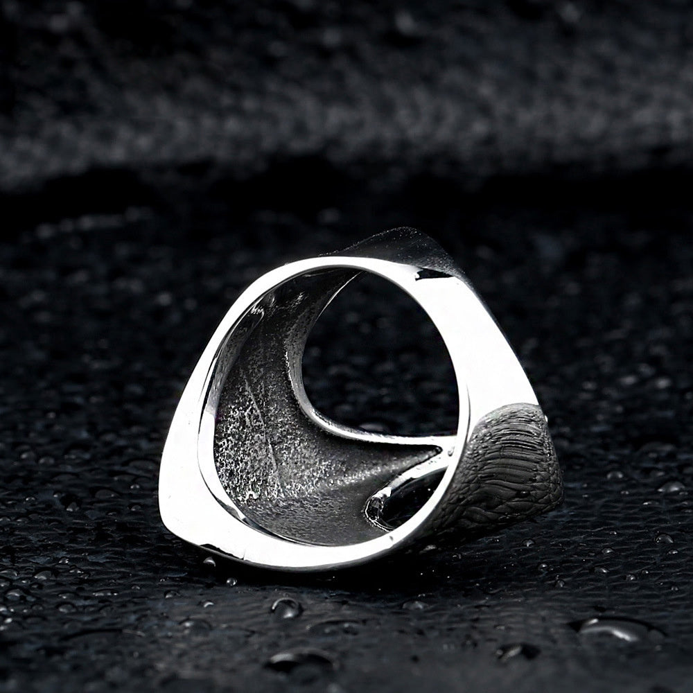 Nordic Amulet Jewelry Titanium Steel Carved Ring Raven Ring