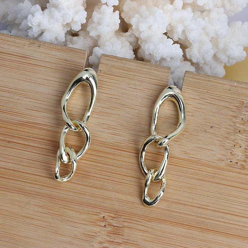 European And American Fashionable Cold Wind Metal Glossy Earrings