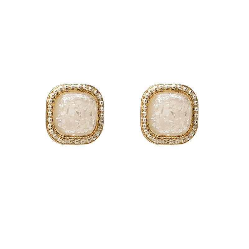 Simple Geometric Square Earring Stud Irregular Shell Broken Earring Female