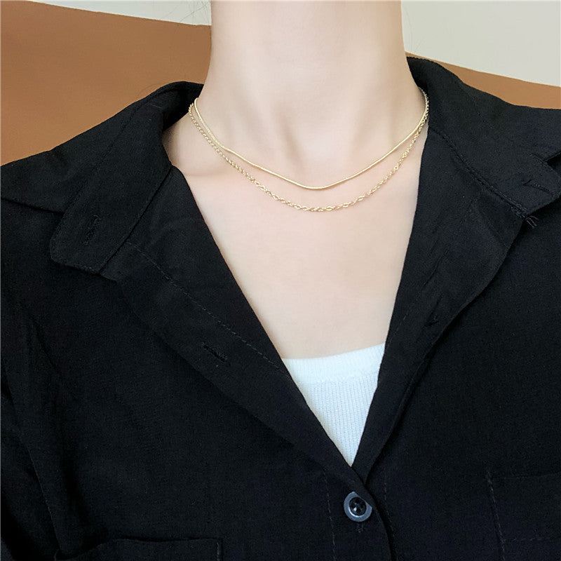 Cold Wind Double Necklace Feminine Personality Sweet Collarbone Chain