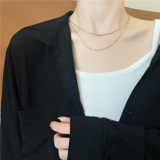 Cold Wind Double Necklace Feminine Personality Sweet Collarbone Chain