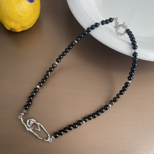 Black Natural Stone Pearl Splicing Irregular Clavicle Chain
