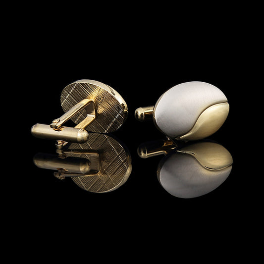 Electroplating Two-tone Men's Cufflinks Gold Brushed Cufflinks