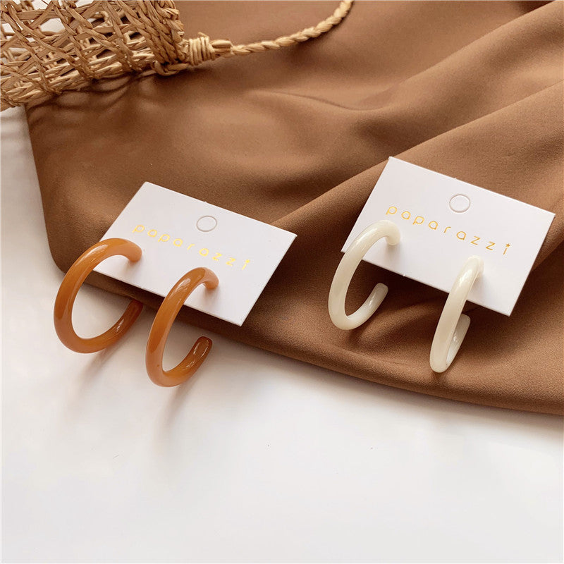 Korean Temperament Simple Retro Design C-shaped Circle Earrings