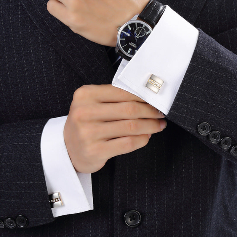 Two-tone Brushed Metal Copper Men's Cufflinks