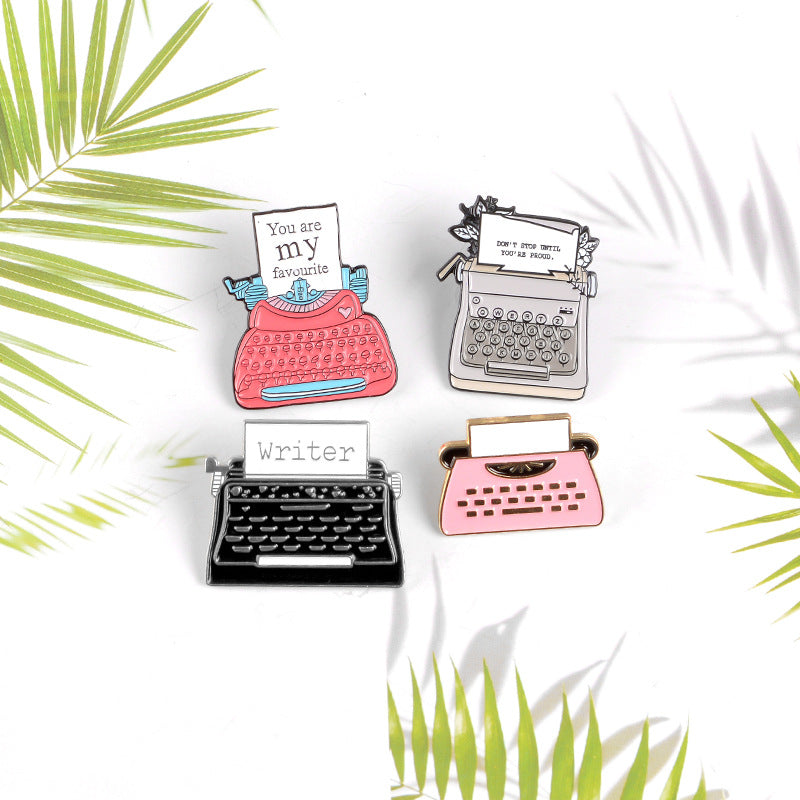 Foreign Trade Cross-Border New Product Brooch Cartoon Enamel Typewriter Retro Punk Fax Machine Brooch Halloween Gift