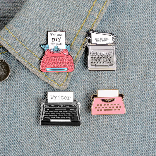 Foreign Trade Cross-Border New Product Brooch Cartoon Enamel Typewriter Retro Punk Fax Machine Brooch Halloween Gift