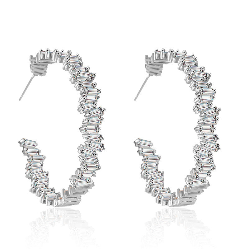 Multicolor C-Shape Gold Plated Earrings