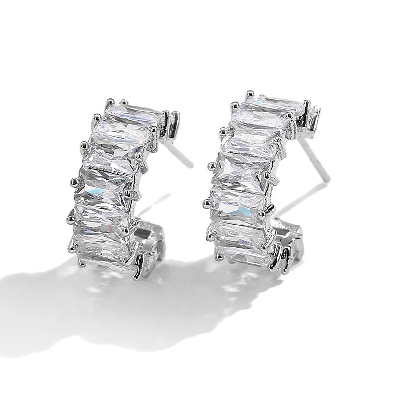 Multicolor C-Shape Gold Plated Earrings
