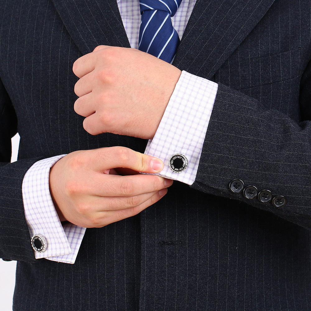 Round Inset French Formal Shirt Cufflinks