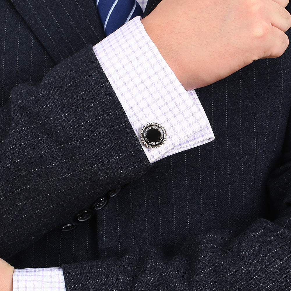 Round Inset French Formal Shirt Cufflinks