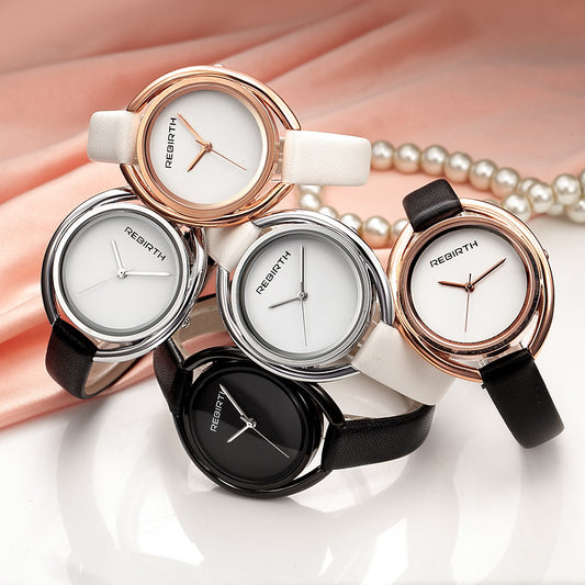 New Simple And Creative Double-Shell Ladies Quartz Water Belt Watch