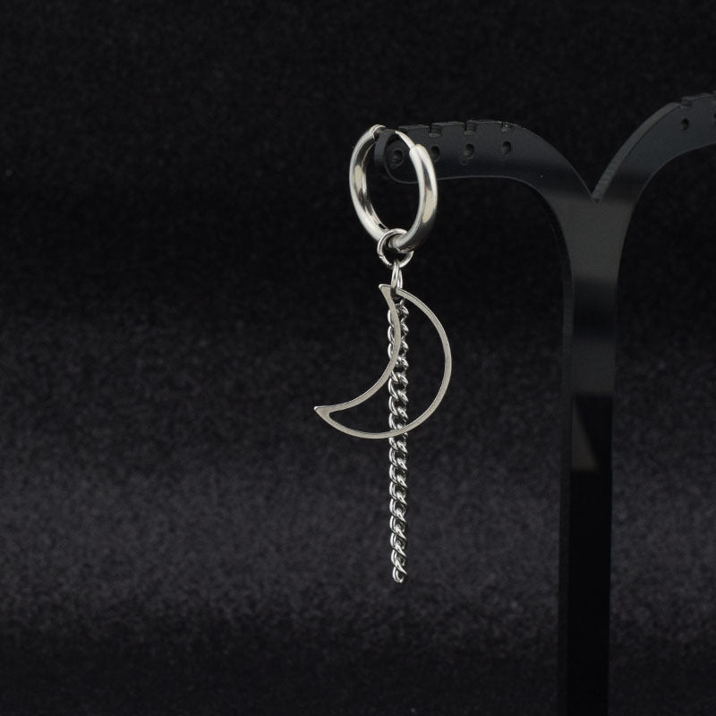 Moon Chain Earrings Earrings Men Without Pierced Spring Clips