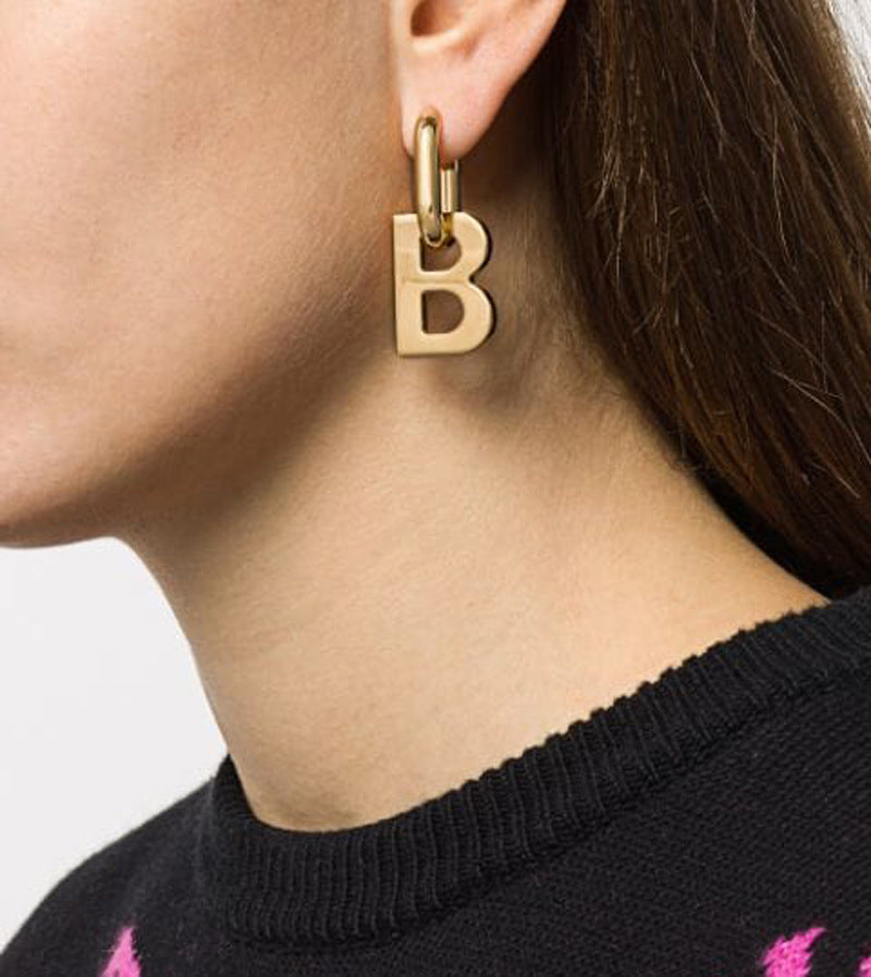 Frosty French B Letter Earrings