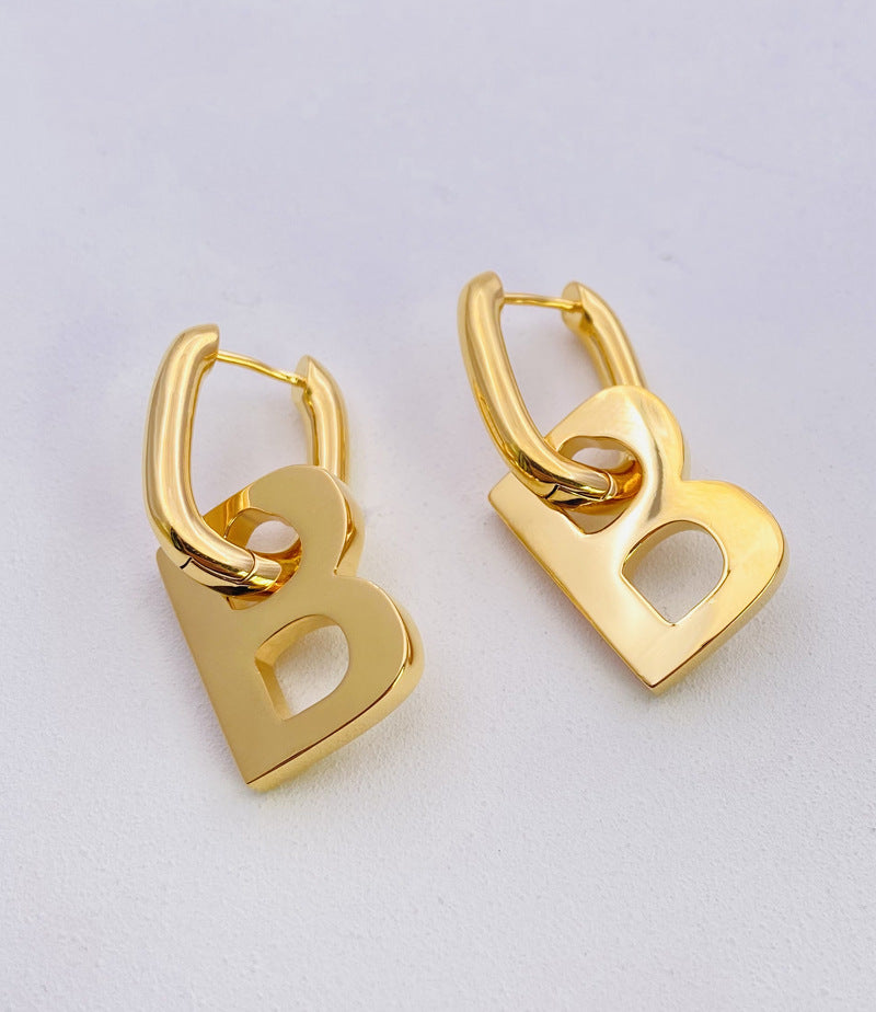 Frosty French B Letter Earrings