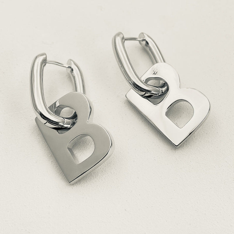 Frosty French B Letter Earrings