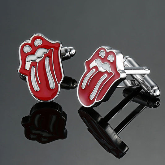 Mens Red Lip Cufflinks Rock Design High Quality Brass Material Red Cufflinks