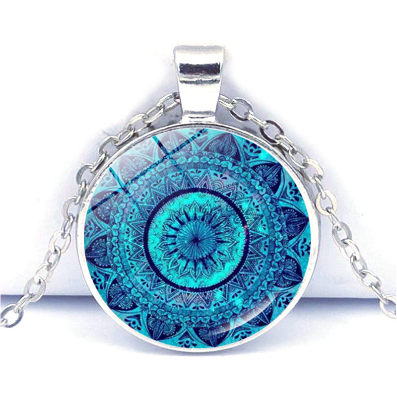 Blue Charm Mandala Necklace Buddhism Chakra Om India