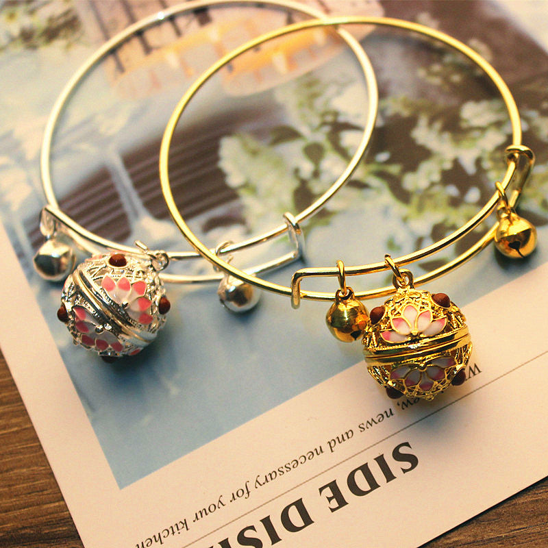 Bronze Cloisonne fragrance palace bell Bracelet palace Retro Style Bracelet dark fragrance sleeve hollow out national style bracelet