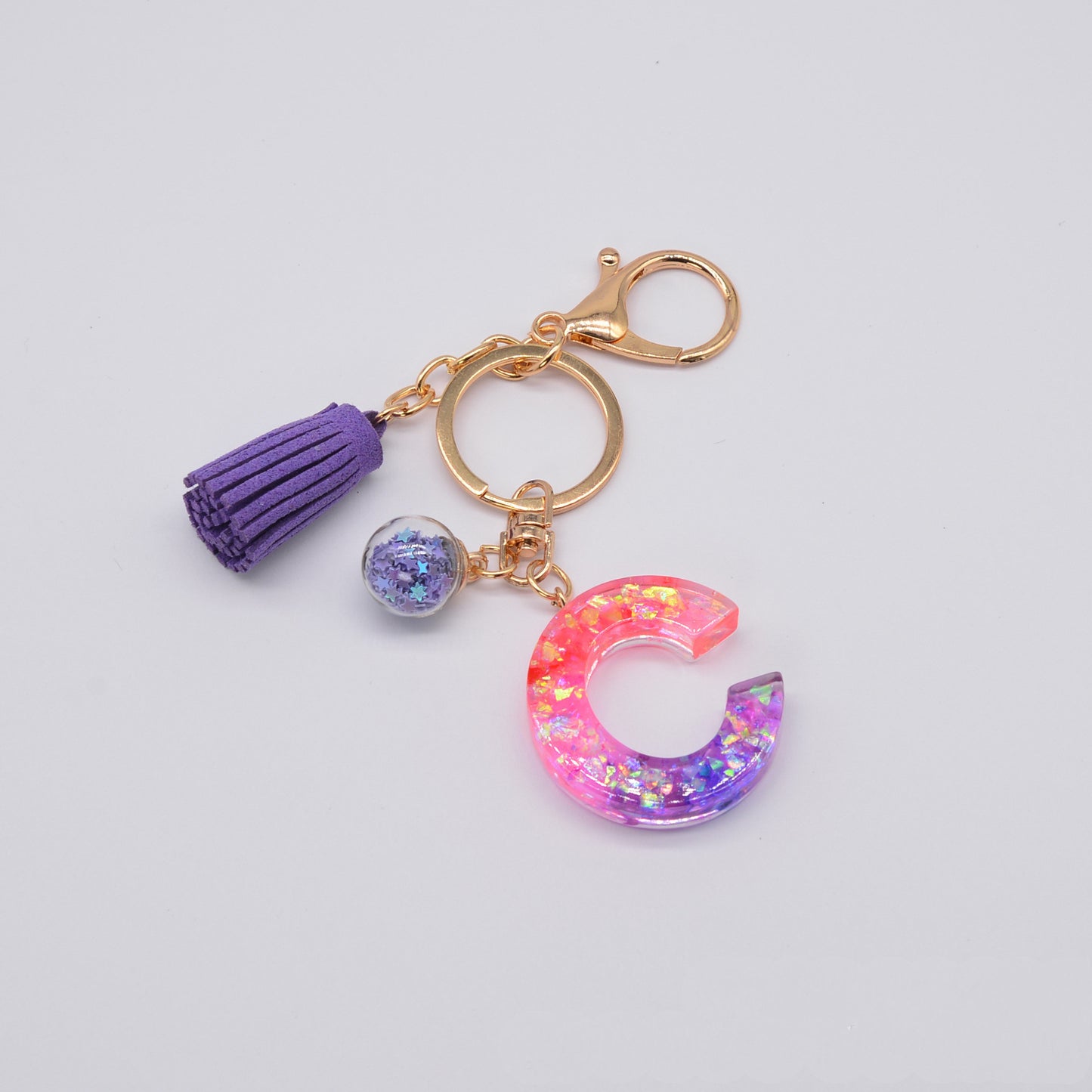 Resin Purple Epoxy English Keychain