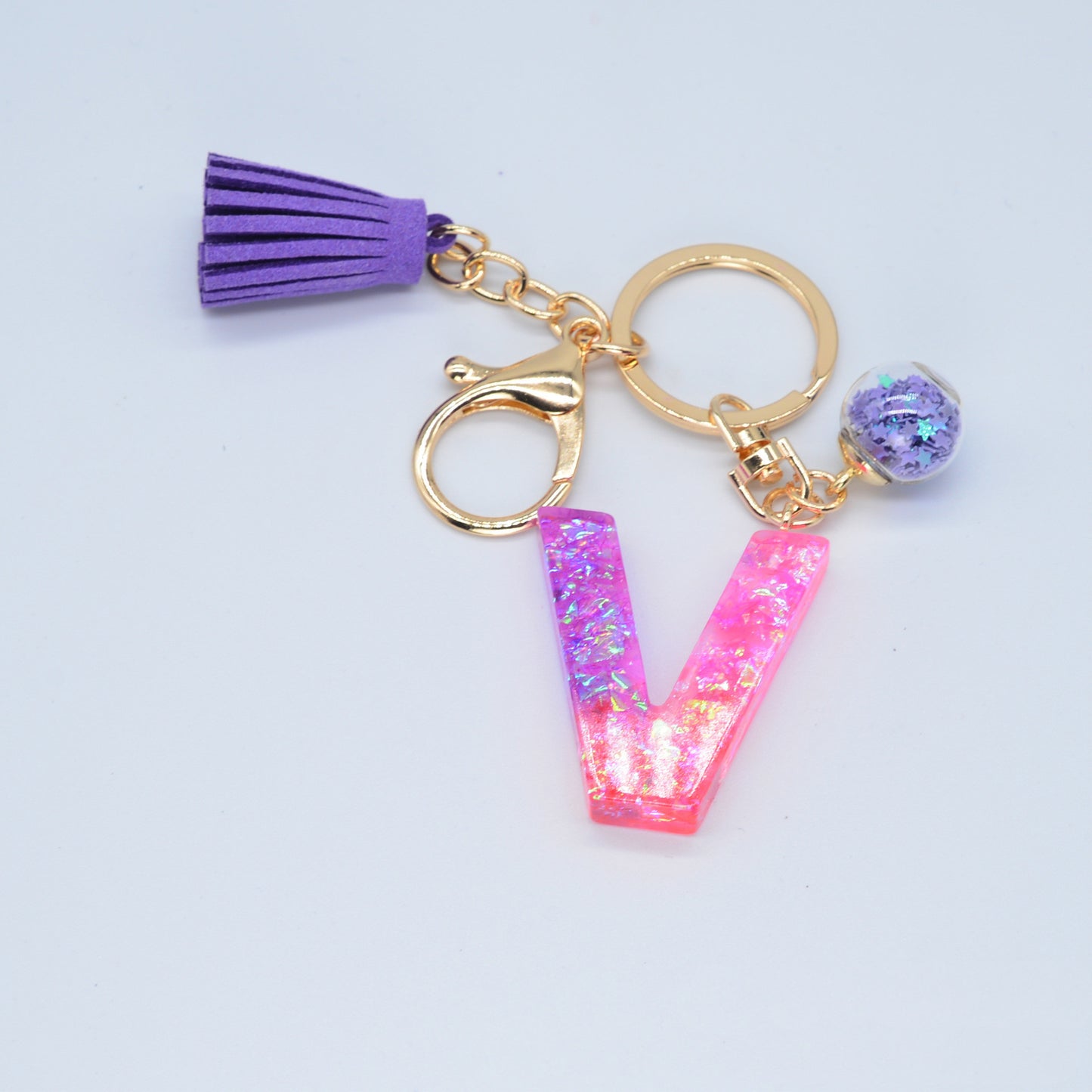 Resin Purple Epoxy English Keychain