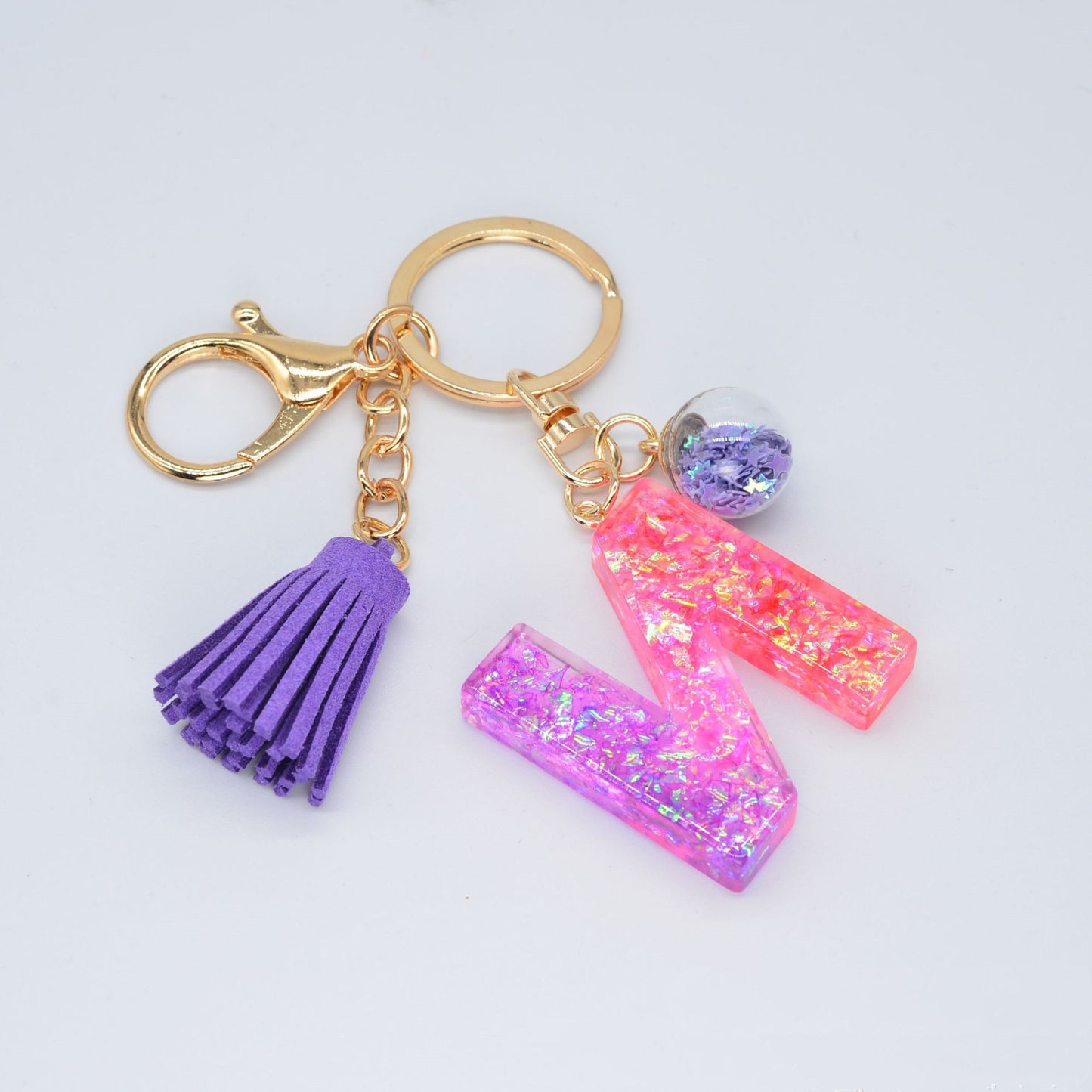 Resin Purple Epoxy English Keychain