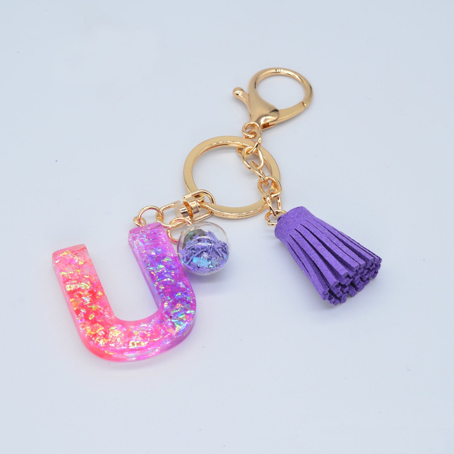 Resin Purple Epoxy English Keychain