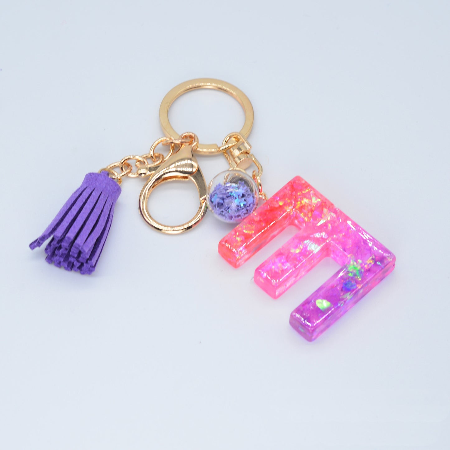 Resin Purple Epoxy English Keychain