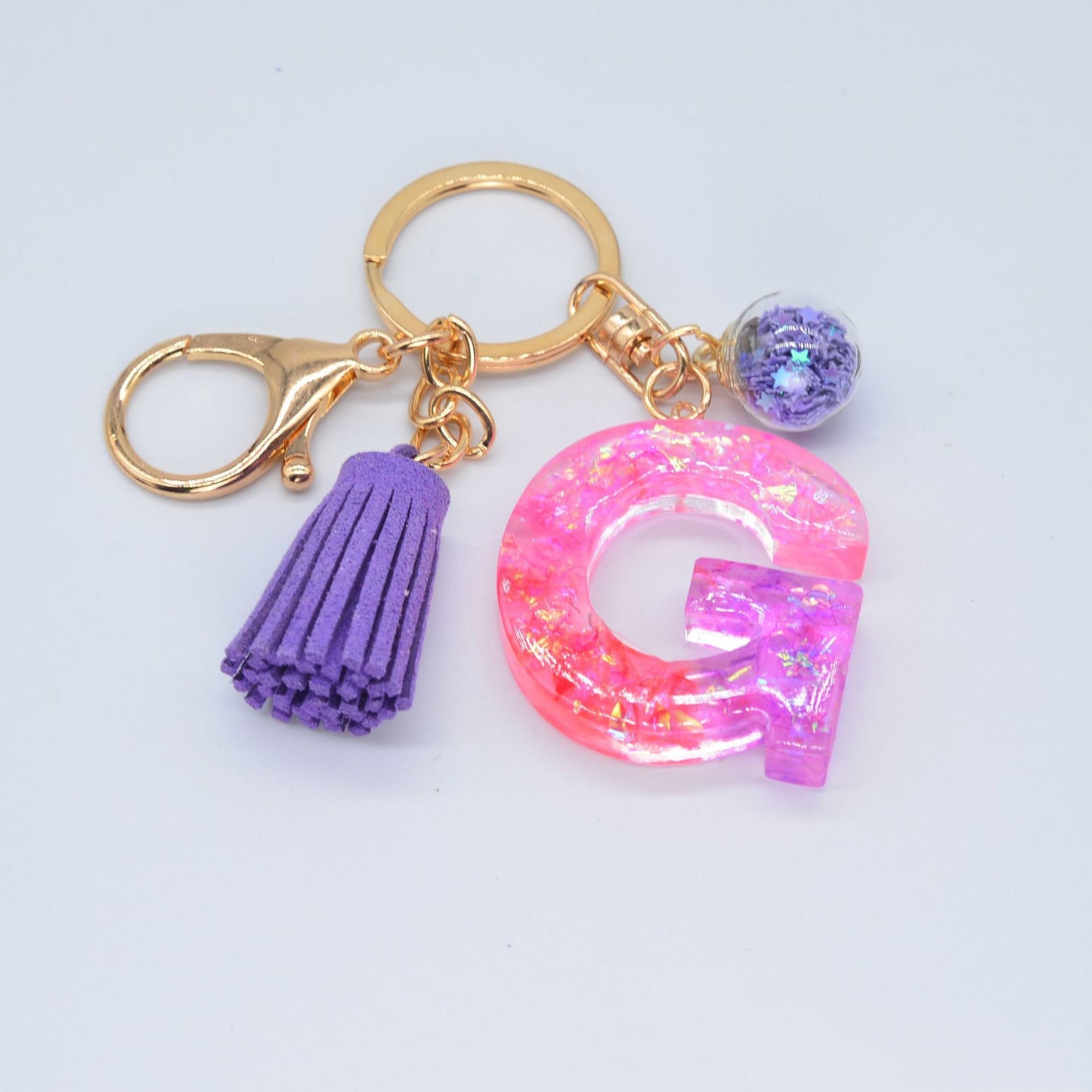 Resin Purple Epoxy English Keychain