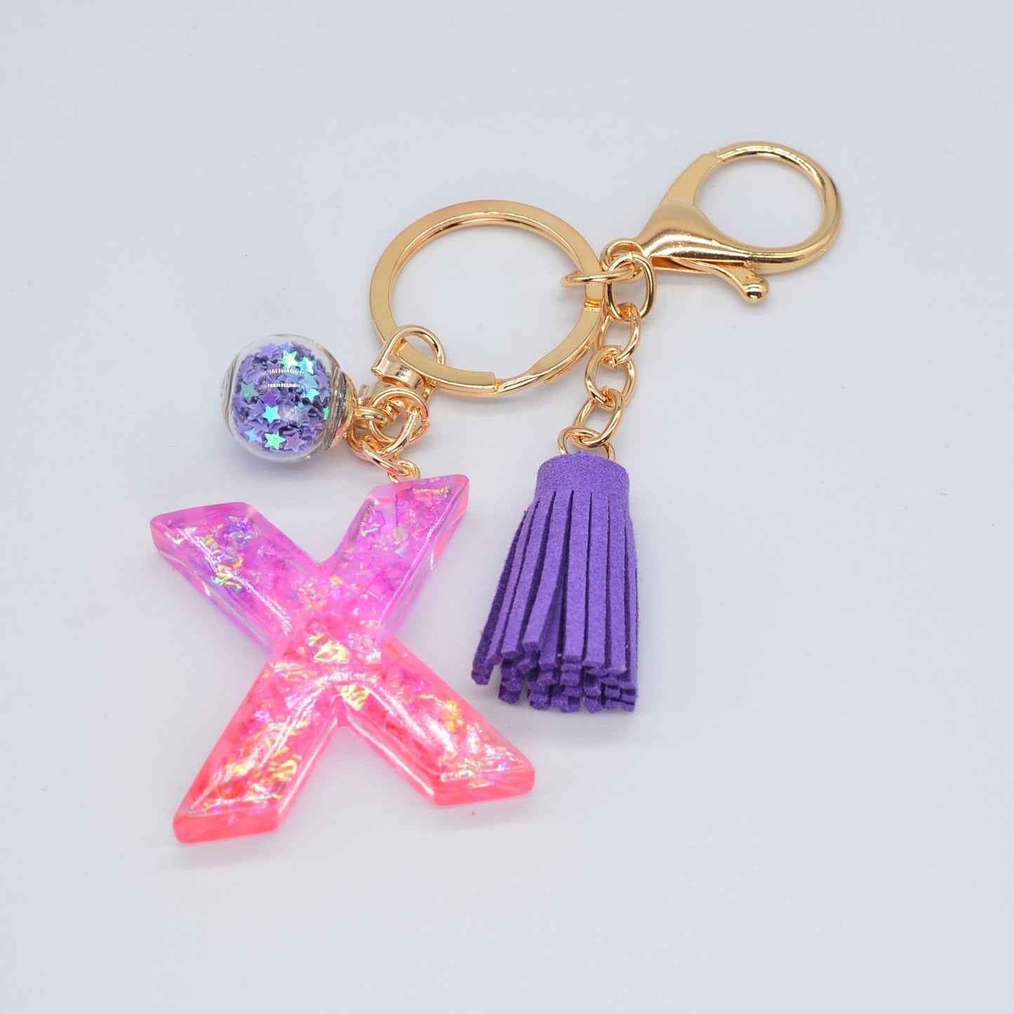 Resin Purple Epoxy English Keychain