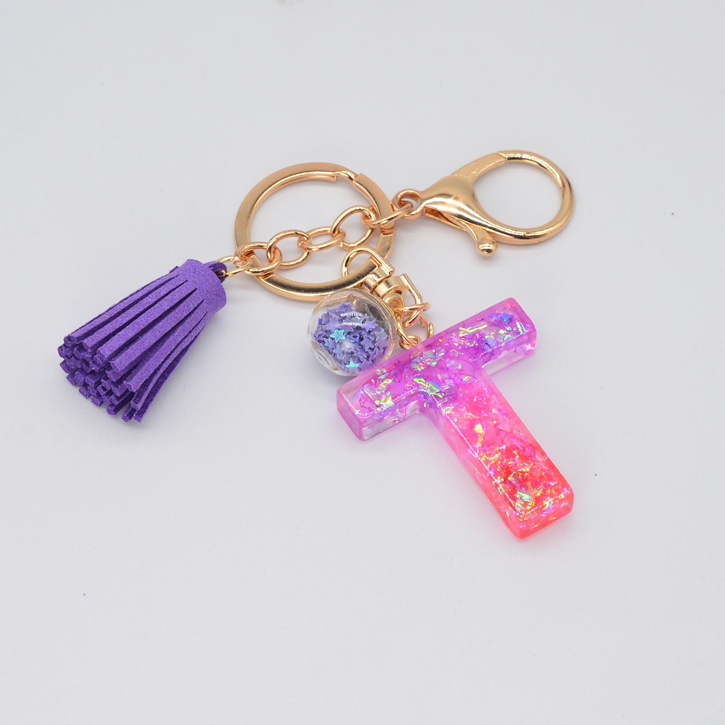 Resin Purple Epoxy English Keychain