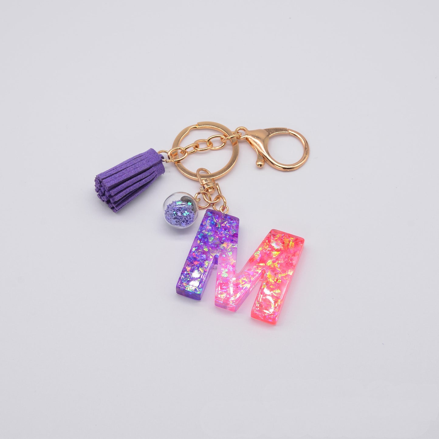 Resin Purple Epoxy English Keychain