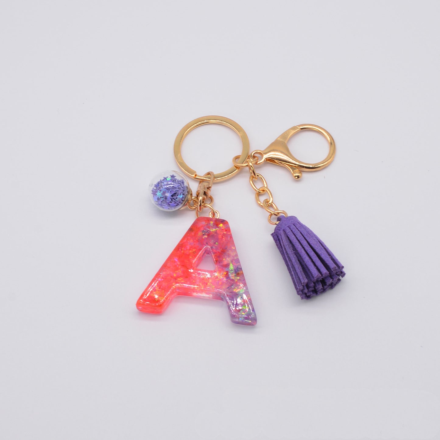 Resin Purple Epoxy English Keychain