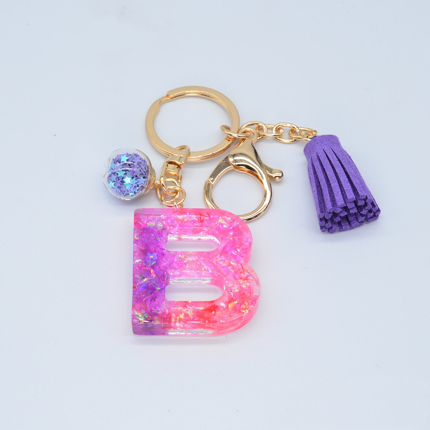 Resin Purple Epoxy English Keychain