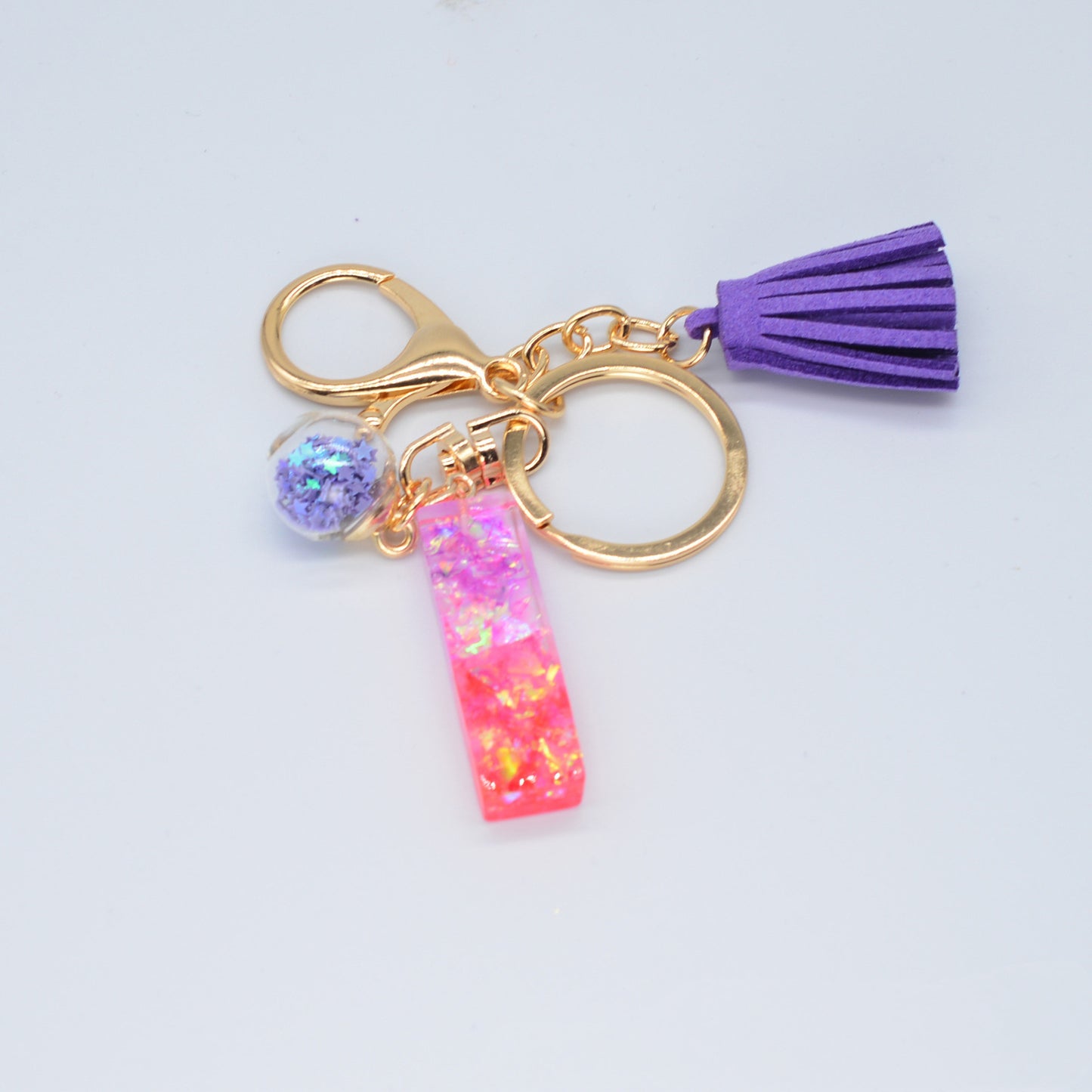 Resin Purple Epoxy English Keychain