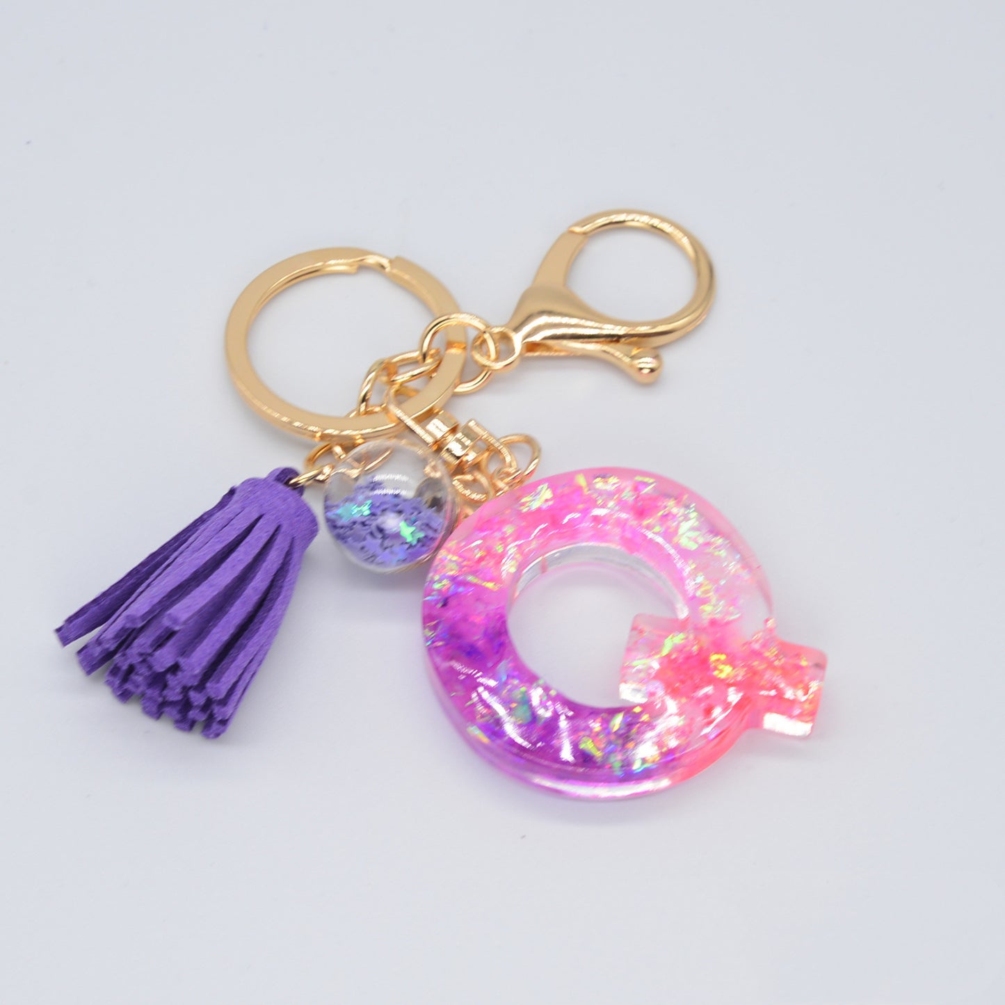 Resin Purple Epoxy English Keychain