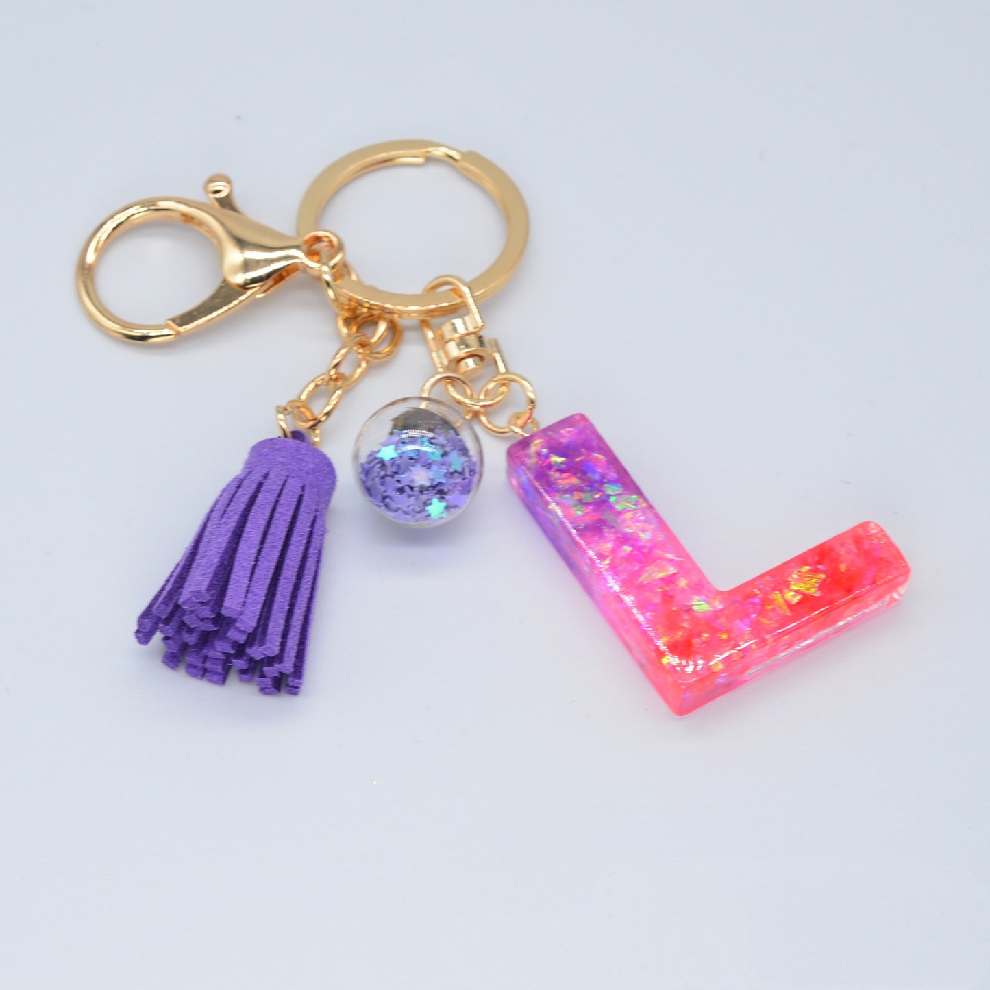 Resin Purple Epoxy English Keychain