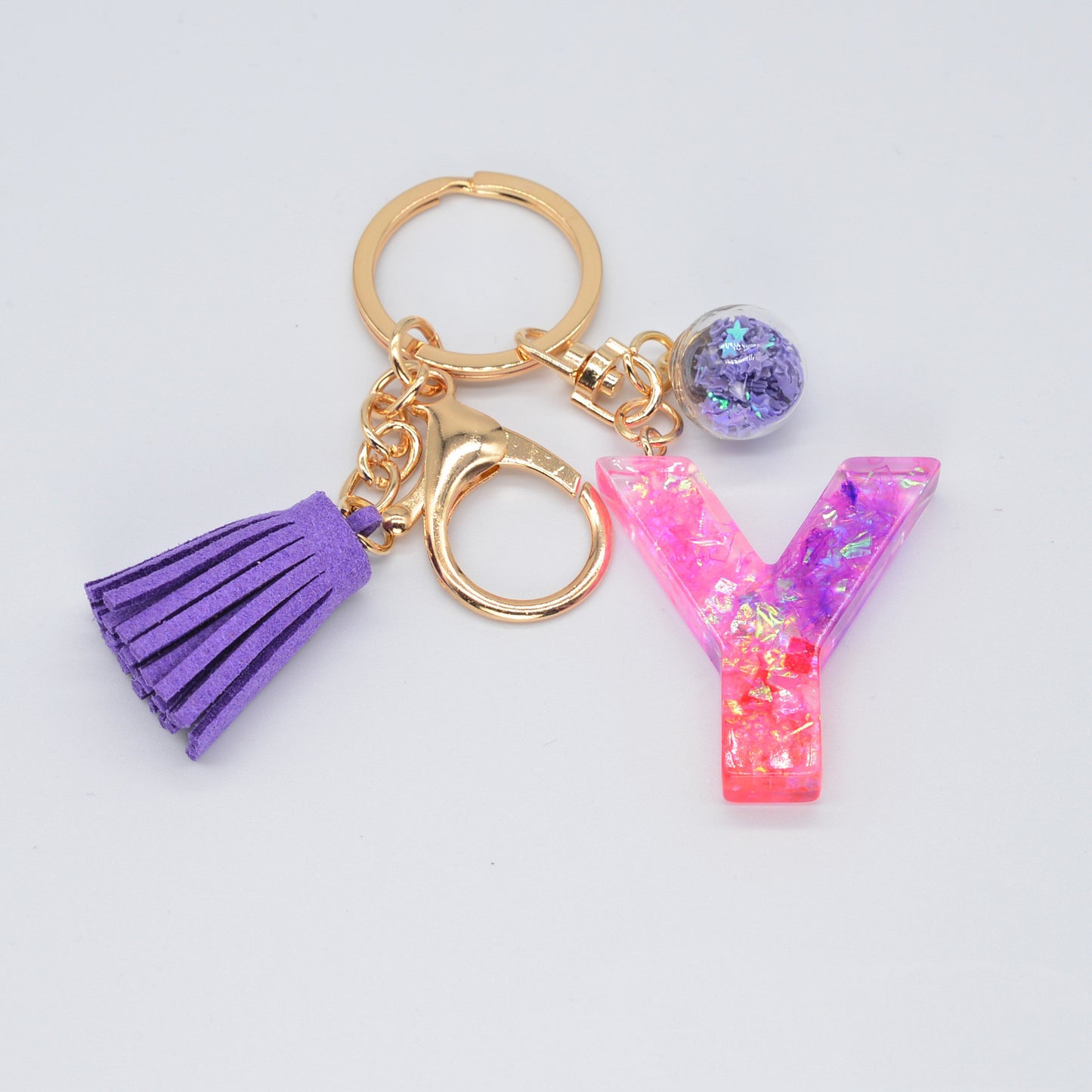 Resin Purple Epoxy English Keychain