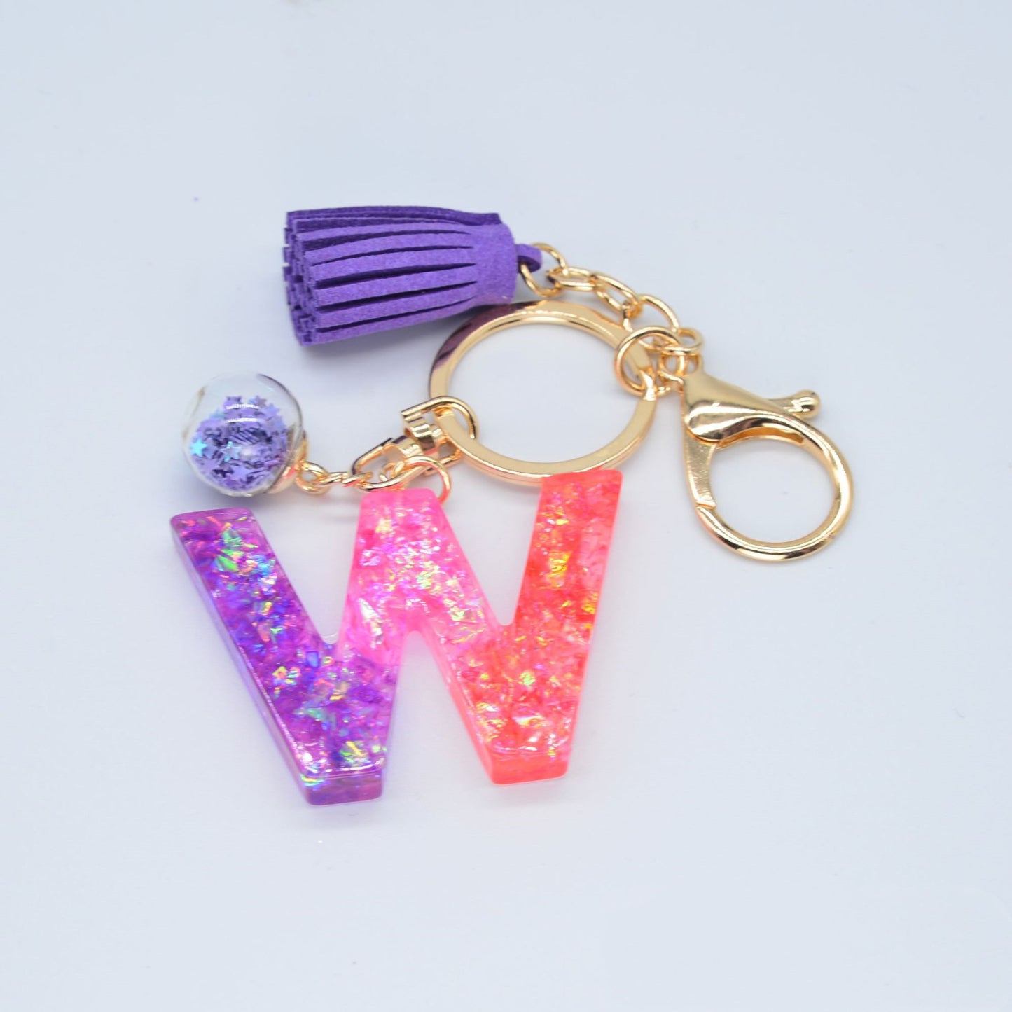 Resin Purple Epoxy English Keychain