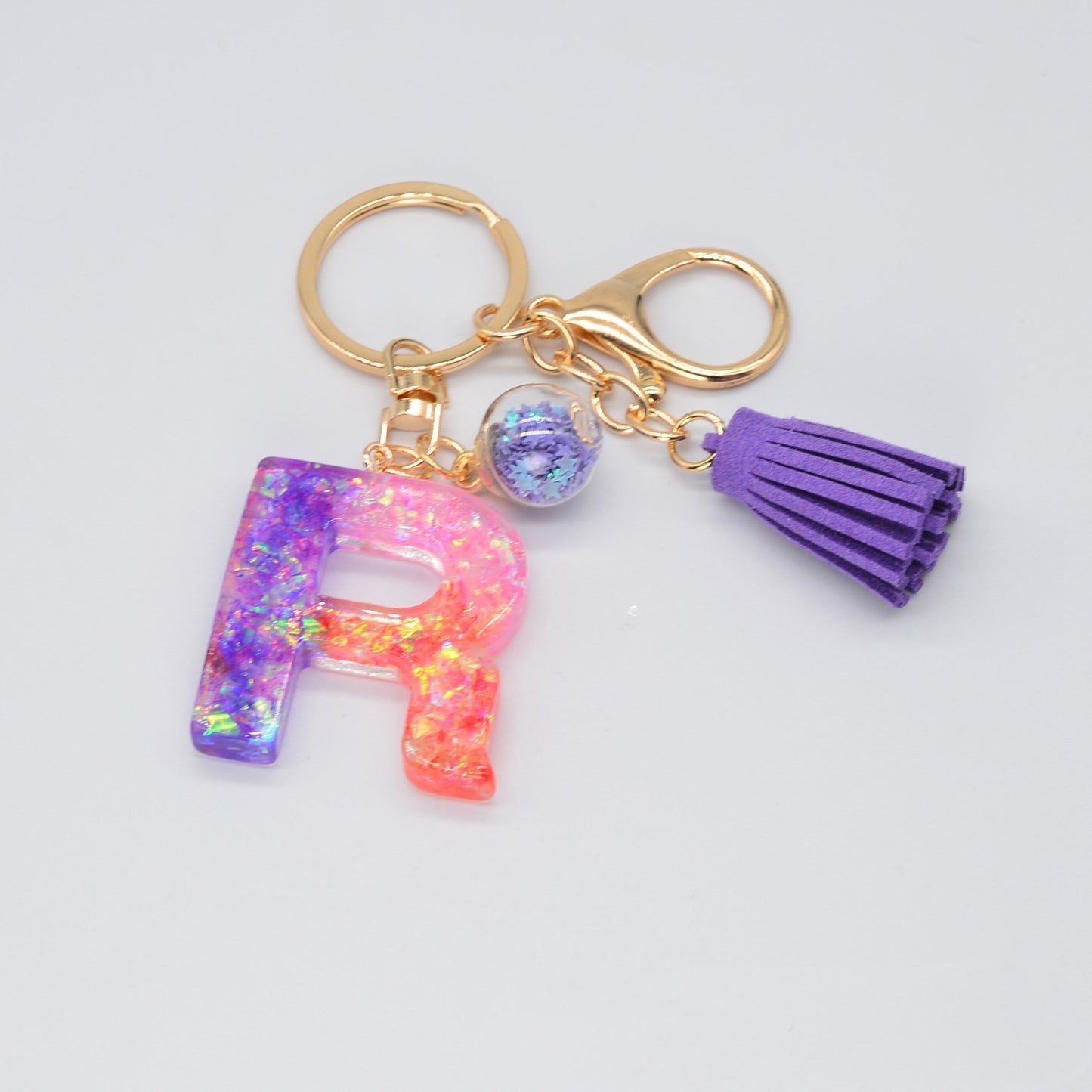 Resin Purple Epoxy English Keychain