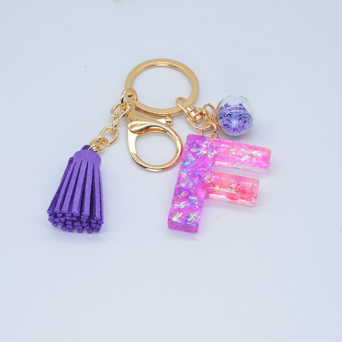 Resin Purple Epoxy English Keychain