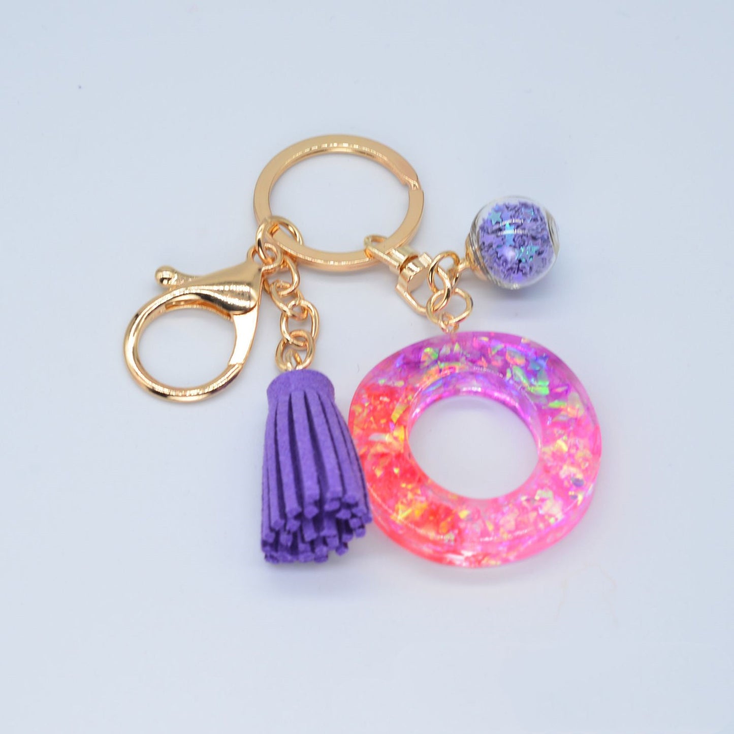 Resin Purple Epoxy English Keychain