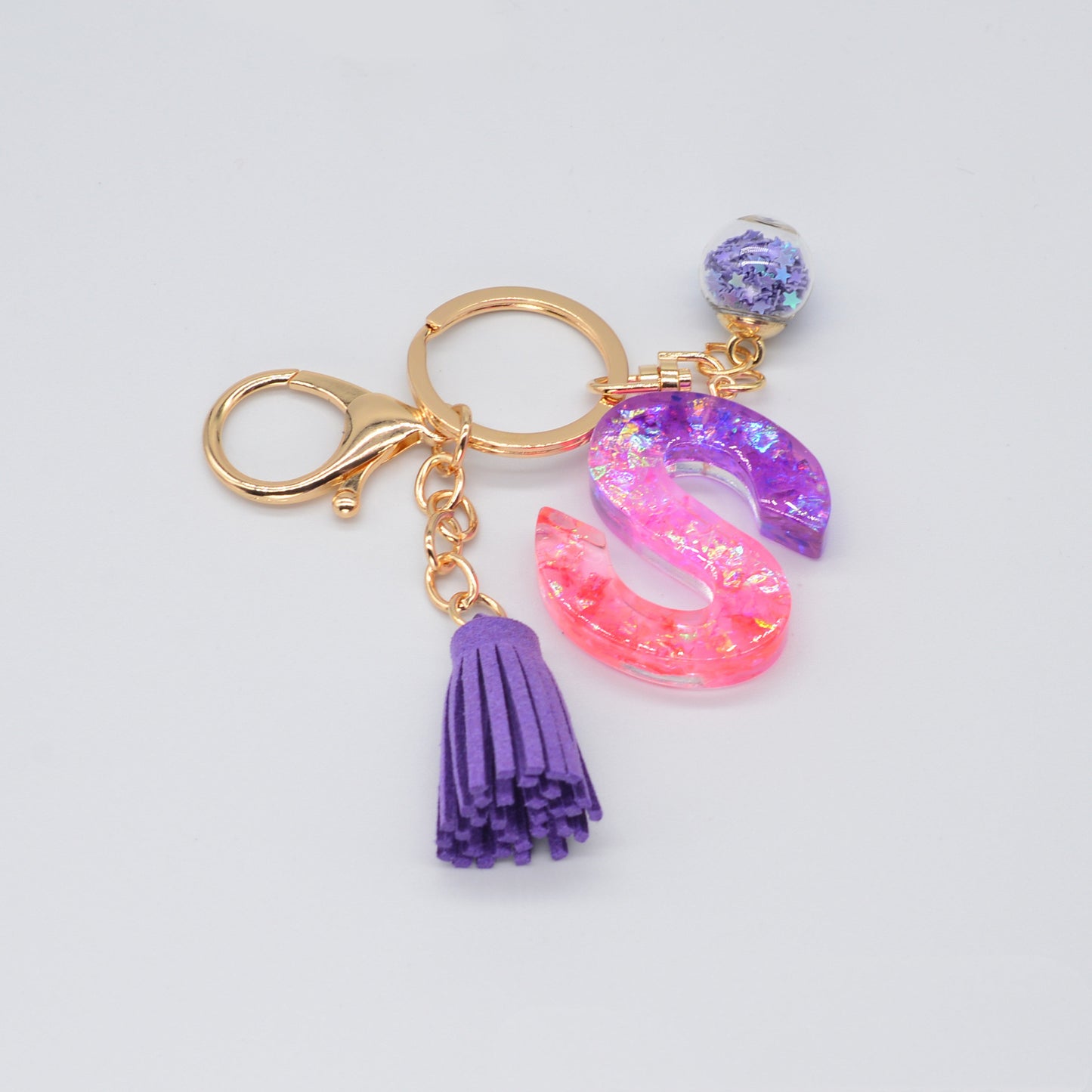 Resin Purple Epoxy English Keychain