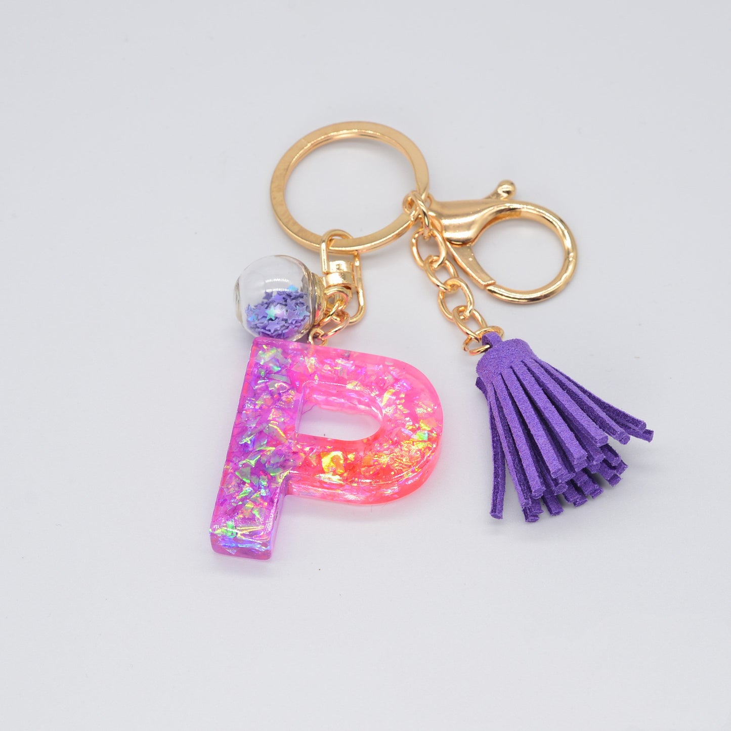 Resin Purple Epoxy English Keychain