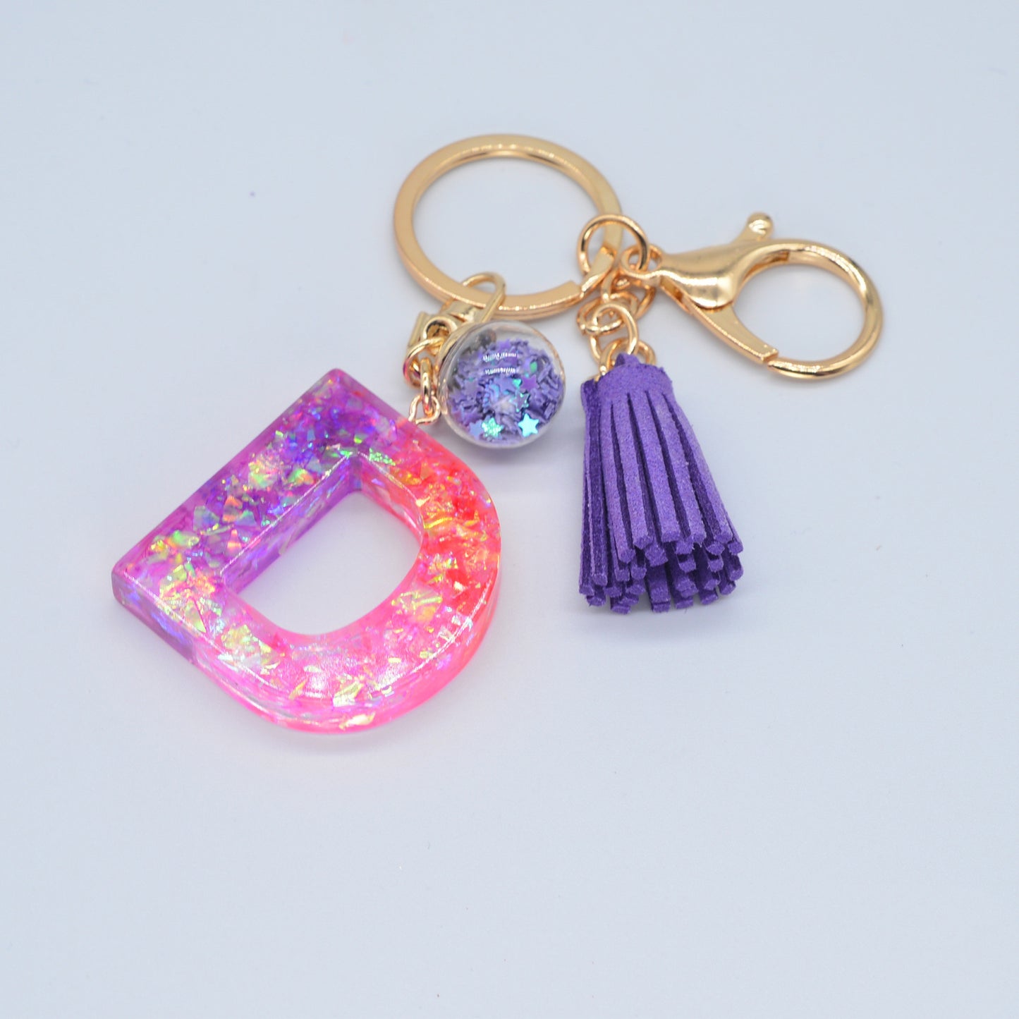 Resin Purple Epoxy English Keychain