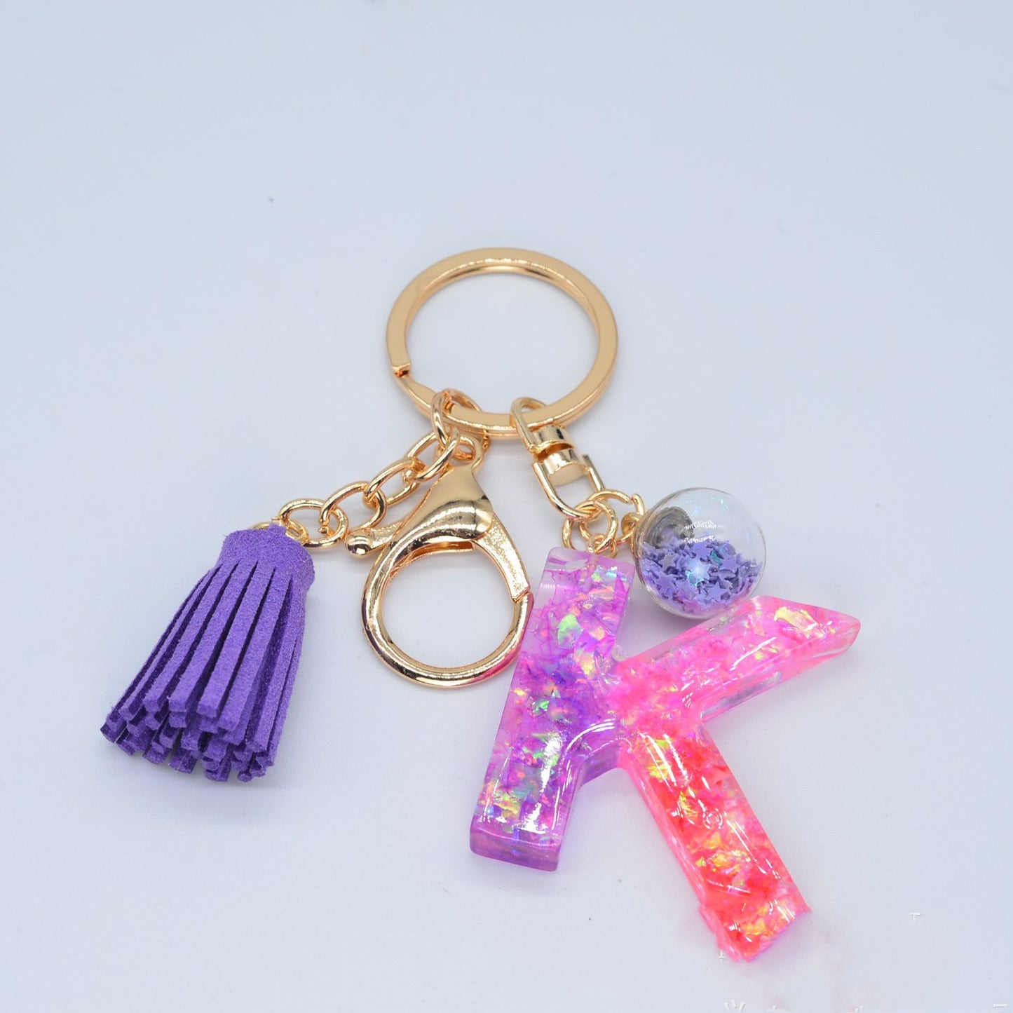 Resin Purple Epoxy English Keychain