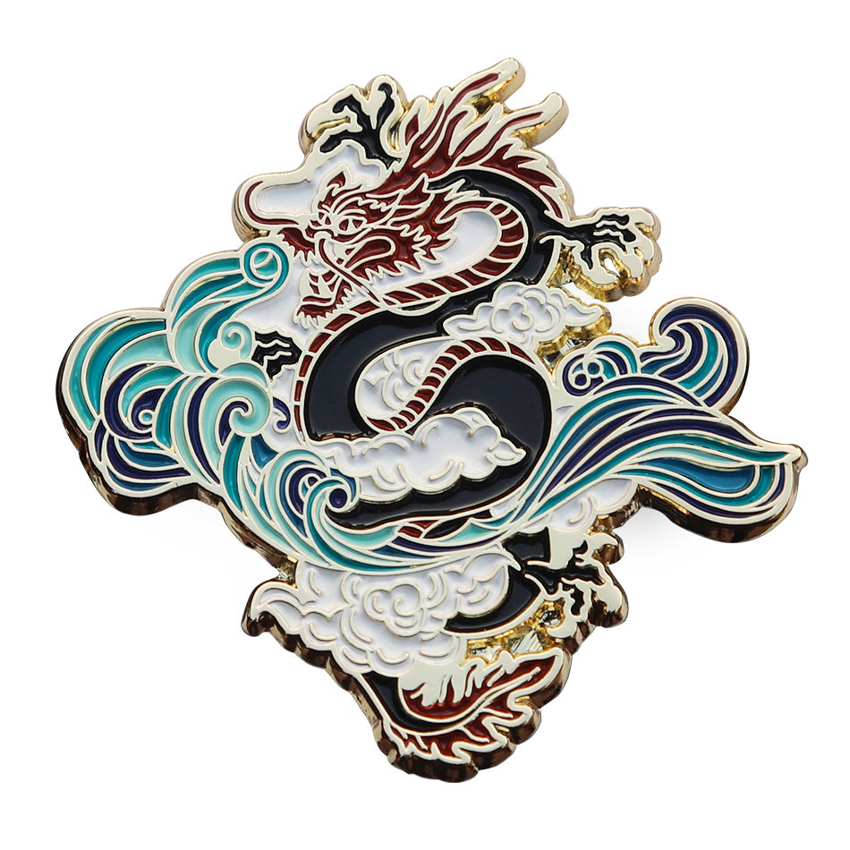 Chinese Dragon Ride The Wind And Waves Original National Wind Commemorative Brooch Creative Metal Badge Gift