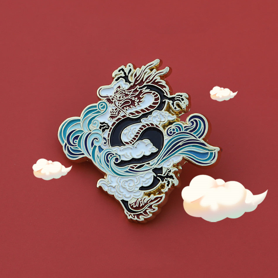 Chinese Dragon Ride The Wind And Waves Original National Wind Commemorative Brooch Creative Metal Badge Gift