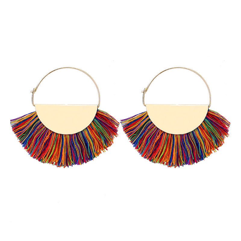 Ethnic Style Circle Handmade Creative Tassel Earrings